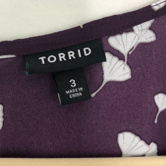Torrid Purple Gingko Button Back Blouse Size 3X - Picture 8 of 12
